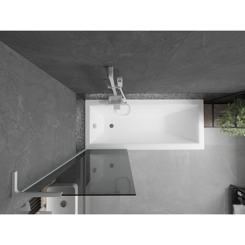 Mexen Next L Badewannenabtrennung 1-flügelig 60 x 150 cm, grafit, weiß - 895-060-000-03-40-20
