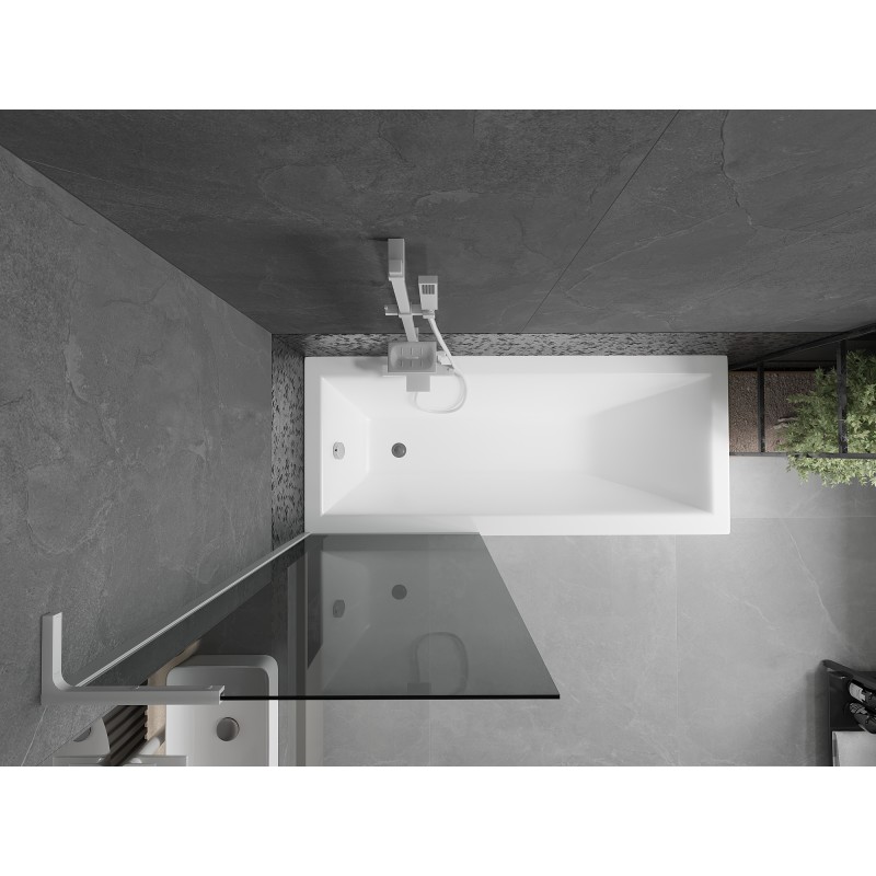 Mexen Next L Wannenabtrennung 1-flügelig 70 x 150 cm, Graphit, Weiß - 895-070-000-03-40-20
