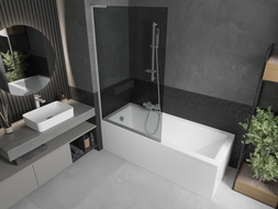 Mexen Next L Duschabtrennung 1-flügelig 100 x 150 cm, Graphit, Weiß - 895-100-000-03-40-20