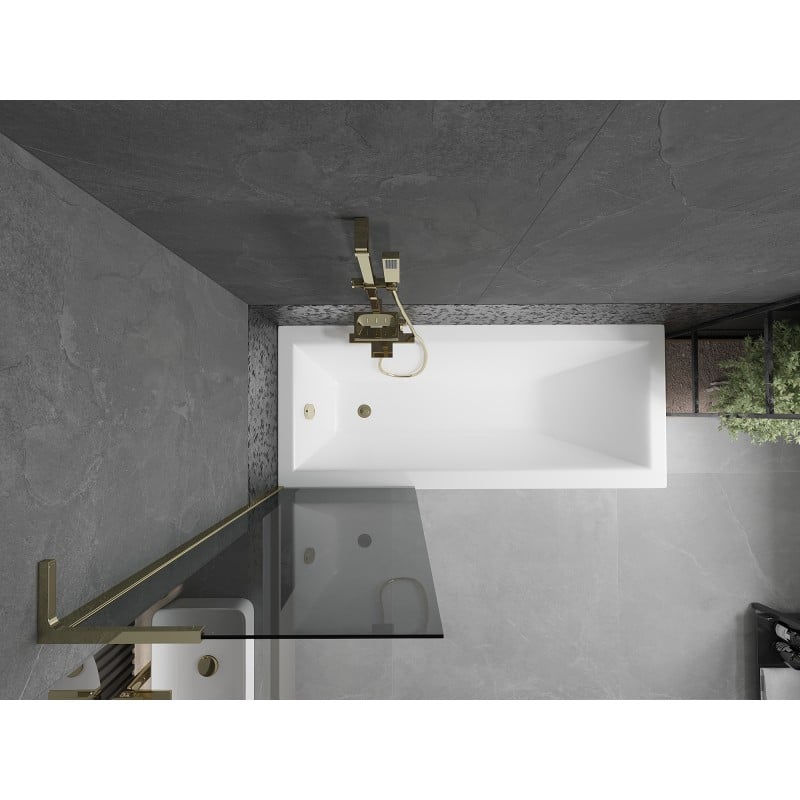 Mexen Next L Badewannenwand 1-flügelig 60 x 150 cm, graphit, gold - 895-060-000-03-40-50