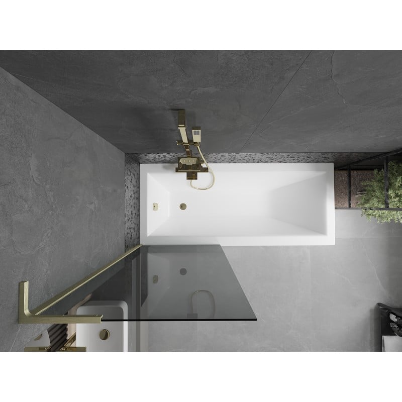 Mexen Next L Badewannenabtrennung 1-flügelig 70 x 150 cm, Graphit, gebürstetes Gold - 895-070-000-03-40-55