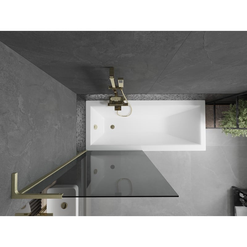 Mexen Next L Badewannenabtrennung 1-flügelig 80 x 150 cm, grafit, gebürstetes Gold - 895-080-000-03-40-55