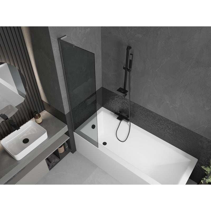 Mexen Next L Badewannenfaltwand 1-teilig 50 x 150 cm, Graphit, Gun Gray gebürstet - 895-050-000-03-40-66