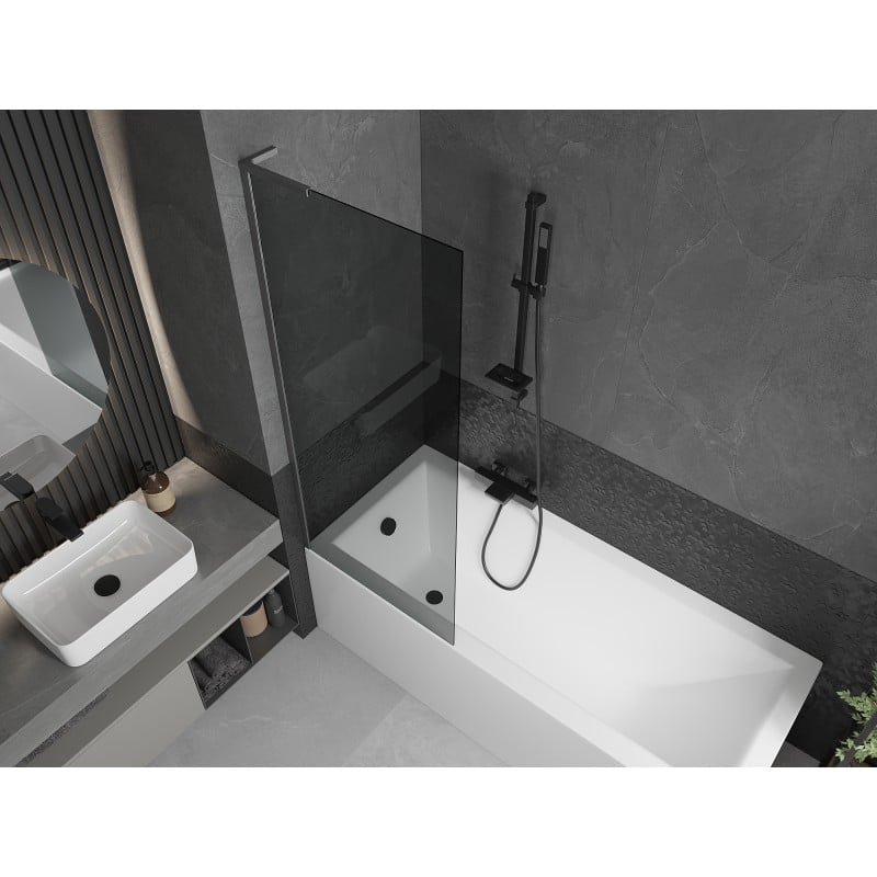 Mexen Next L Badewannenabtrennung 1-flügelig 70 x 150 cm, graphit, gun gray gebürstet - 895-070-000-03-40-66
