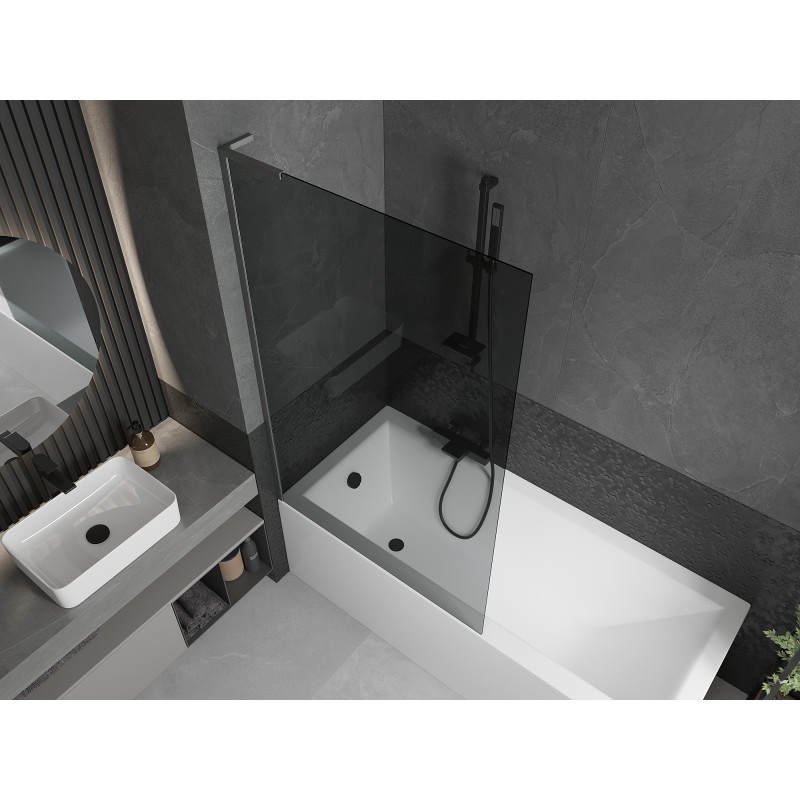Mexen Next L Badewannenabtrennung 1-flügelig 100 x 150 cm, grafit, gebürstetes Gun Gray - 895-100-000-03-40-66