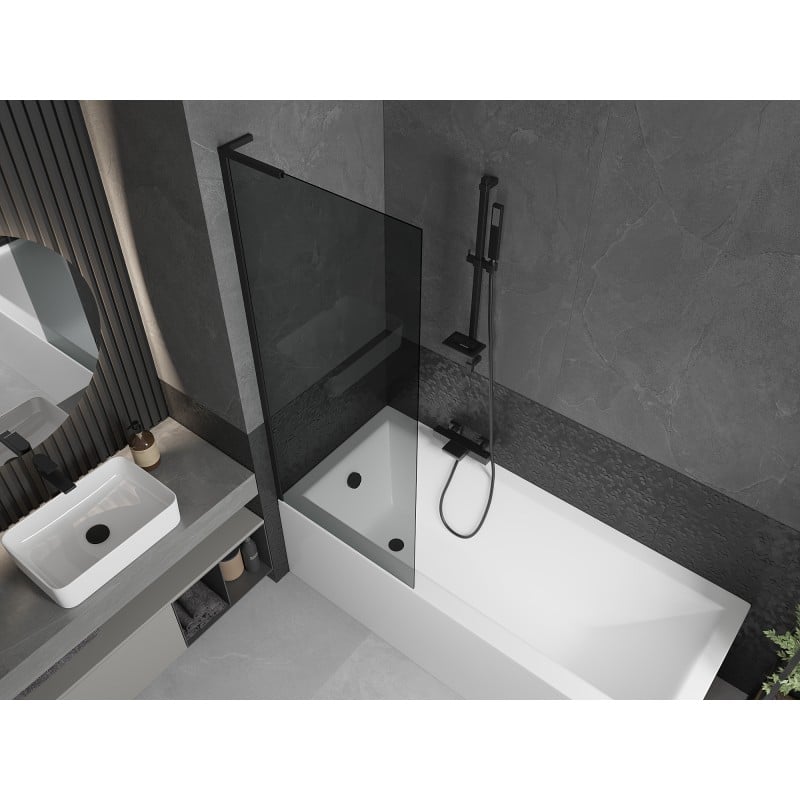 Mexen Next L Badewannenwand 1-flügelig 70 x 150 cm, grafit, schwarz - 895-070-000-03-40-70