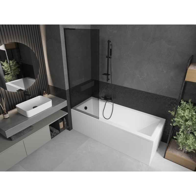 Mexen Next L Badewannenwand 1-flügelig 70 x 150 cm, grafit, schwarz - 895-070-000-03-40-70