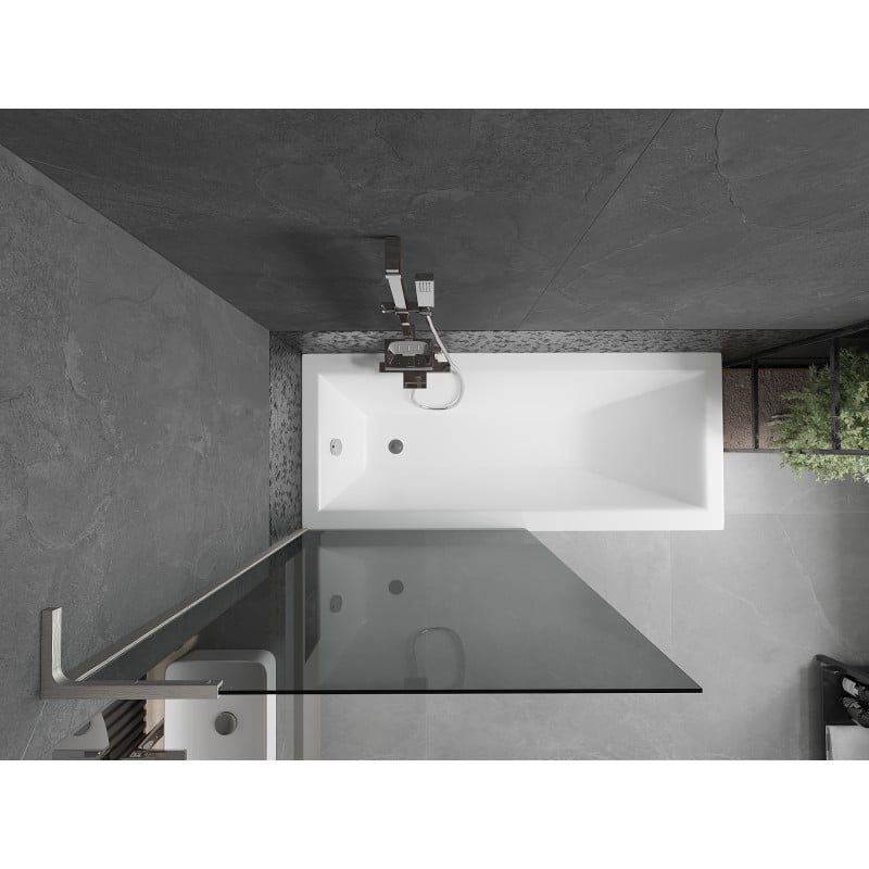 Mexen Next L Badewannenabtrennung, 1-flügelig, 90 x 150 cm, graphit, gebürsteter Nickel - 895-090-000-03-40-97