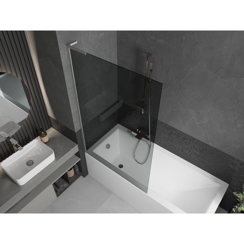 Mexen Next L Badewannenwand 1-flügelig 100 x 150 cm, grafit, gebürsteter Nickel - 895-100-000-03-40-97