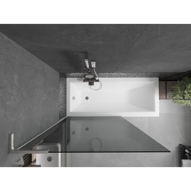 Mexen Next L Badewannenwand 1-flügelig 100 x 150 cm, grafit, gebürsteter Nickel - 895-100-000-03-40-97