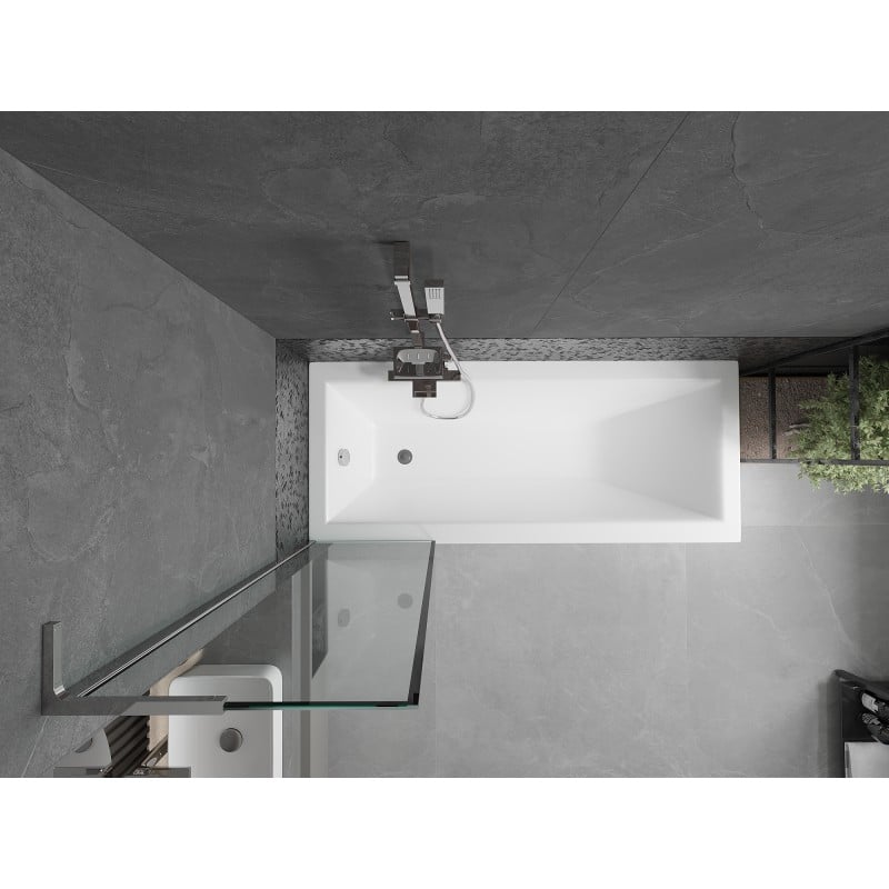 Mexen Next L Badewannenwand 1-flügelig 50 x 150 cm, schwarzer Rahmen, Chrom - 895-050-000-03-70-01