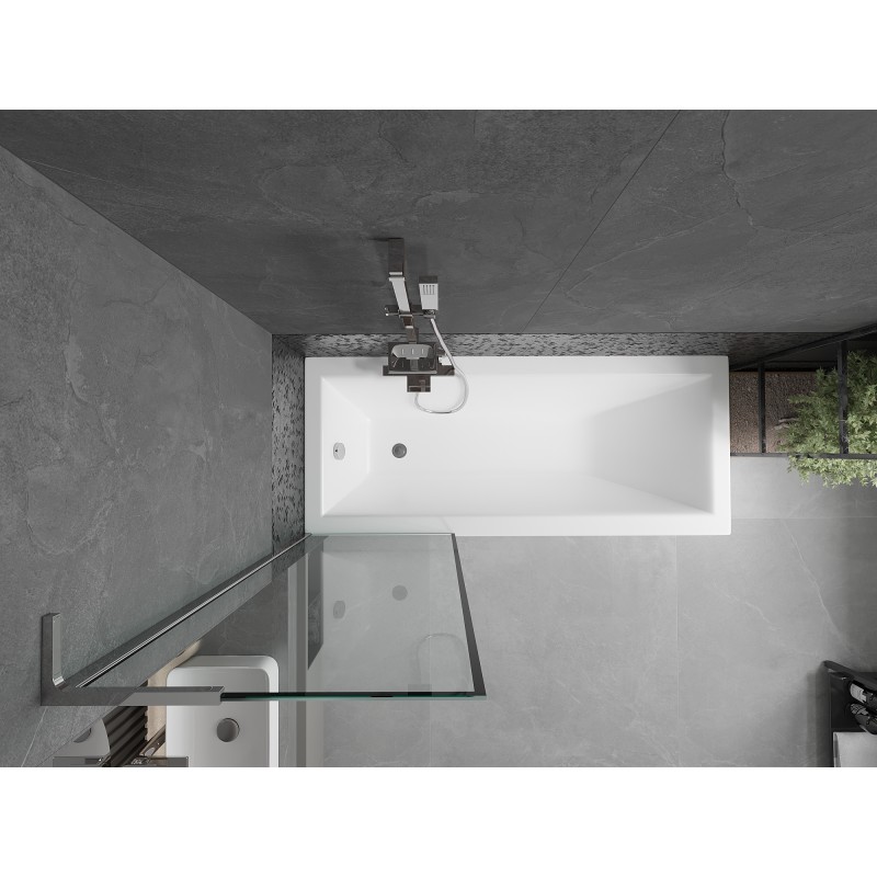 Mexen Next L Badewannenfaltwand 1-flügelig 60 x 150 cm, schwarzer Rahmen, Chrom - 895-060-000-03-70-01