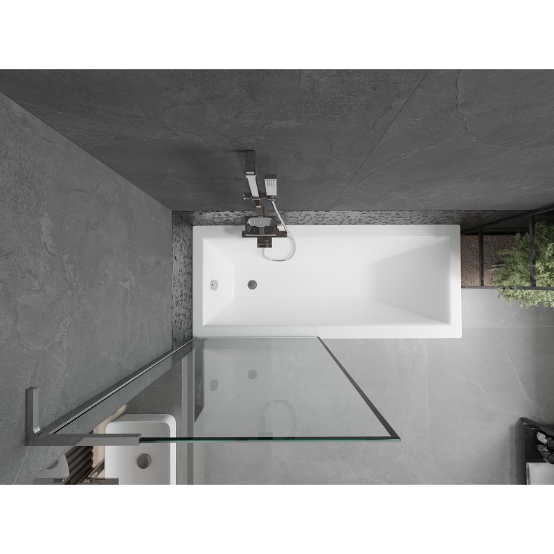 Mexen Next L Badewannenfaltwand 1-flügelig 80 x 150 cm, schwarzer Rahmen, Chrom - 895-080-000-03-70-01