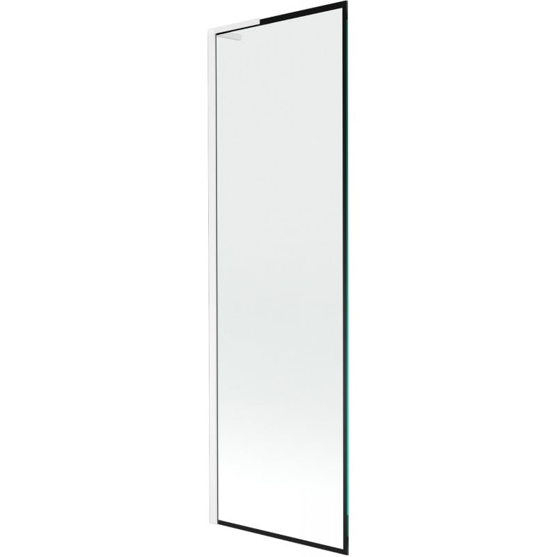 Mexen Next L Wannenspritzschutz 1-flügelig 60 x 150 cm, schwarzer Rahmen, weiß - 895-060-000-03-70-20