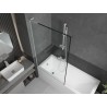 Mexen Next L Badewannenabtrennung 1-flügelig 100 x 150 cm, schwarzer Rahmen, weiß - 895-100-000-03-70-20