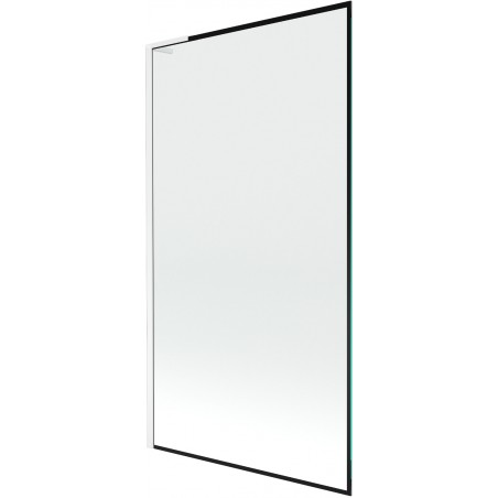 Mexen Next L Badewannenabtrennung 1-flügelig 100 x 150 cm, schwarzer Rahmen, weiß - 895-100-000-03-70-20