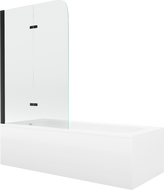 Mexen Vega Rechteckige Badewanne 150 x 70 cm mit Verkleidung und 2-flügeliger 100 cm Duschabtrennung, transparent, schwarz