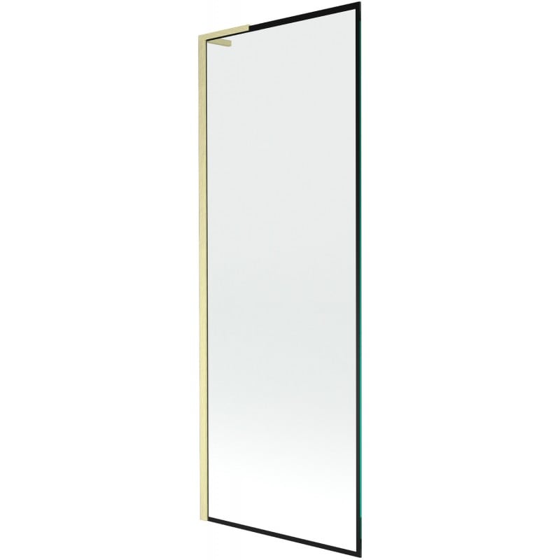 Mexen Next L Badewannenabtrennung 1-flügelig 70 x 150 cm, schwarzer Rahmen, gebürstet gold - 895-070-000-03-70-55