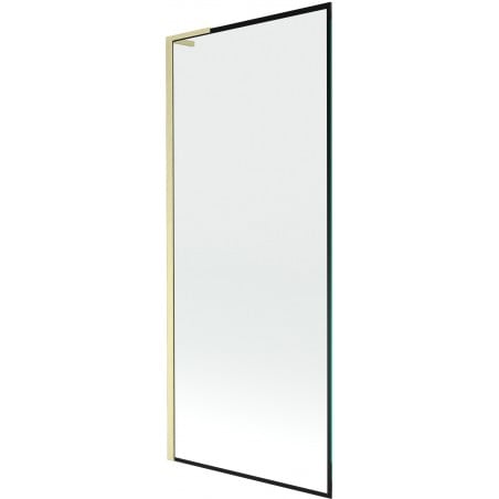 Mexen Next L Badewannen-Abtrennung 1-flügelig 80 x 150 cm, schwarzer Rahmen, gebürstetes Gold - 895-080-000-03-70-55