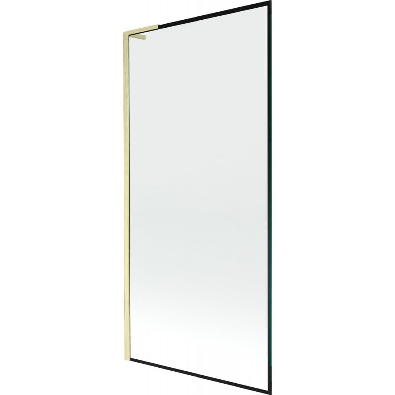 Mexen Next L Badewannenabtrennung 1-flügelig 90 x 150 cm, schwarzer Rahmen, gebürstetes Gold - 895-090-000-03-70-55