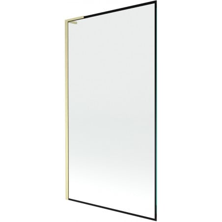 Mexen Next L Badewannenwand 1-flügelig 100 x 150 cm, schwarzer Rahmen, gebürstetes Gold - 895-100-000-03-70-55