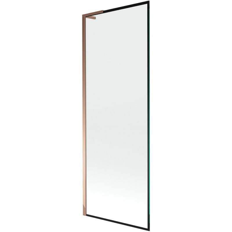 Mexen Next L Badewannenabtrennung 1-flügelig 70 x 150 cm, schwarzer Rahmen, Roségold - 895-070-000-03-70-60