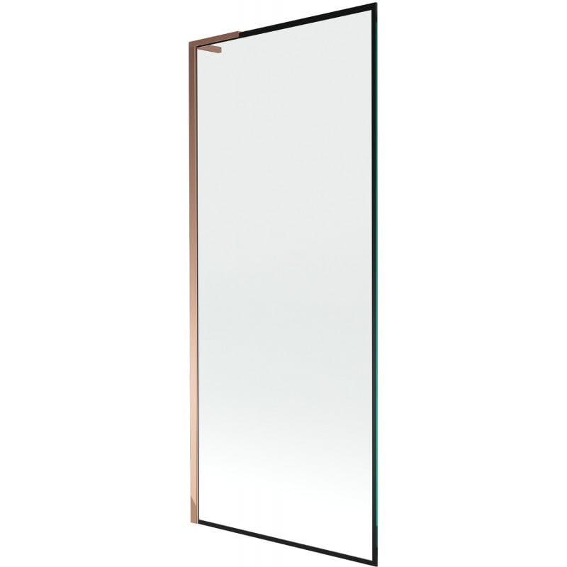 Mexen Next L Badewannenfaltwand 1-flügelig 80 x 150 cm, schwarzer Rahmen, Roségold - 895-080-000-03-70-60