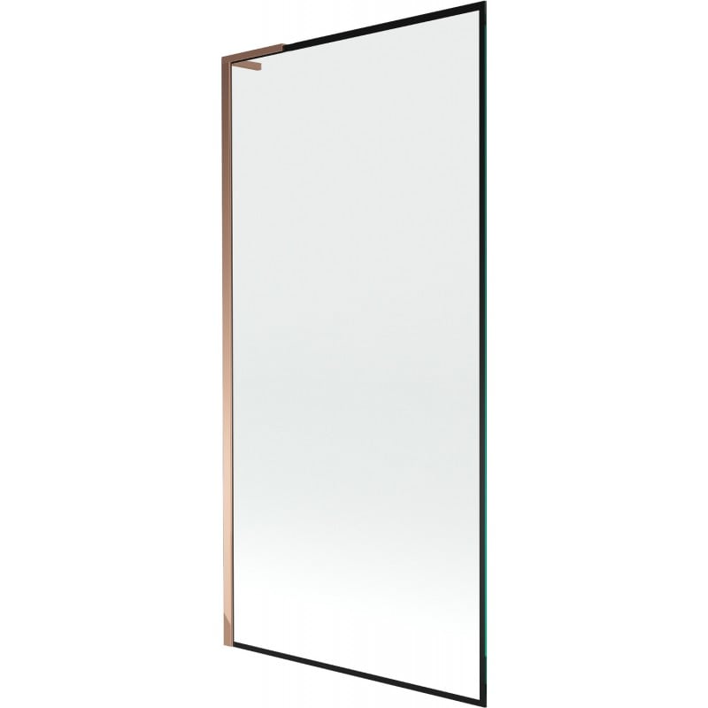 Mexen Next L Badewannenabtrennung 1-flügelig 90 x 150 cm, schwarzer Rahmen, Roségold - 895-090-000-03-70-60