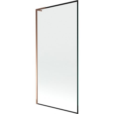 Mexen Next L Badewannenabtrennung 1-flügelig 90 x 150 cm, schwarzer Rahmen, Roségold - 895-090-000-03-70-60