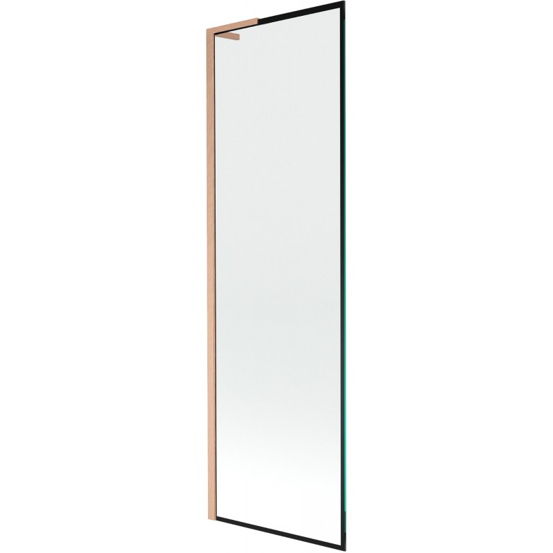 Mexen Next L Badewannenabtrennung 1-flügelig 60 x 150 cm, schwarzer Rahmen, gebürstetes Kupfer - 895-060-000-03-70-65