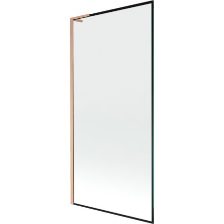 Mexen Next L Badewannenfaltwand einteilig 90 x 150 cm, schwarzer Rahmen, gebürstetes Kupfer - 895-090-000-03-70-65