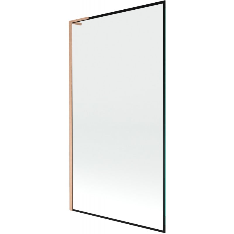Mexen Next L Badewannenwand 1-flügelig 100 x 150 cm, schwarzer Rahmen, gebürstetes Kupfer - 895-100-000-03-70-65