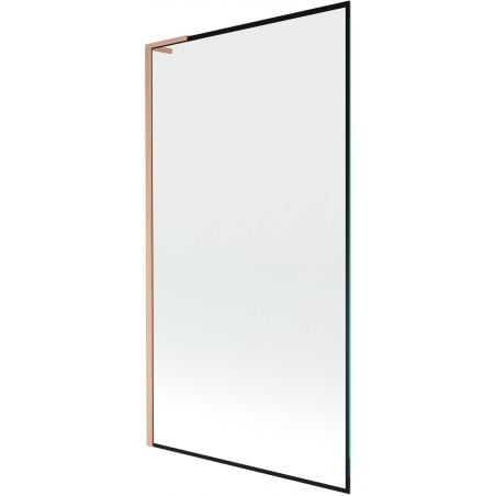 Mexen Next L Badewannenwand 1-flügelig 100 x 150 cm, schwarzer Rahmen, gebürstetes Kupfer - 895-100-000-03-70-65