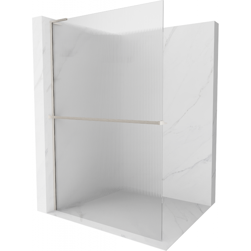 Mexen Kioto+ L Duschwand mit Ablage Walk-in 90 x 200 cm, Streifen, gebürsteter Nickel - 800-090-123-97-09