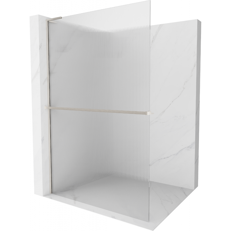 Mexen Kioto+ L Duschwand mit Ablage Walk-in 100 x 200 cm, Streifen, gebürsteter Nickel - 800-100-123-97-09