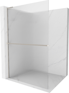 Mexen Kioto+ L Duschwand mit Ablage Walk-in 100 x 200 cm, Streifen, gebürsteter Nickel - 800-100-123-97-09