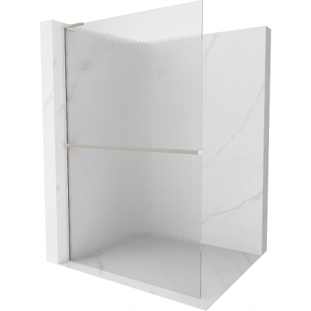 Mexen Kioto+ L Duschwand mit Ablage Walk-in 110 x 200 cm, Streifen, gebürsteter Nickel - 800-110-123-97-09