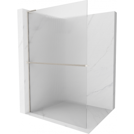 Mexen Kioto+ L Duschwand mit Regal Walk-in 120 x 200 cm, Streifen, gebürsteter Nickel - 800-120-123-97-09