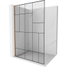 Mexen Kioto L Duschwand Walk-in 80 x 200 cm, schwarzes Muster, gebürstetes Kupfer - 800-080-103-65-78