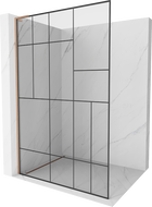 Mexen Kioto L Duschwand Walk-in 110 x 200 cm, schwarzes Muster, gebürstetes Kupfer - 800-110-103-65-78