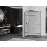 Mexen Kioto L Duschwand Walk-in 120 x 200 cm, schwarzes Muster, gebürstetes Kupfer - 800-120-103-65-78