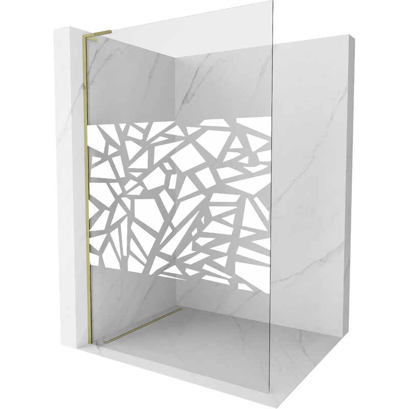Mexen Kioto L Duschwand Walk-in 110 x 200 cm, weißes Muster, gold - 800-110-103-50-85