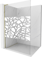 Mexen Kioto L Duschwand Walk-in 110 x 200 cm, weißes Muster, gold - 800-110-103-50-85