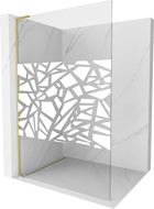 Mexen Kioto L Duschwand Walk-in 70 x 200 cm, weißes Muster, gebürstetes Gold - 800-070-103-55-85