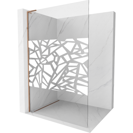 Mexen Kioto L Duschwand Walk-in 80 x 200 cm, weißes Muster, Roségold - 800-080-103-60-85