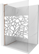 Mexen Kioto L Duschwand Walk-in 100 x 200 cm, weißes Muster, roségold - 800-100-103-60-85