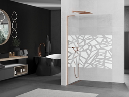 Mexen Kioto L Duschwand Walk-in 80 x 200 cm, weißes Muster, gebürstetes Kupfer - 800-080-103-65-85