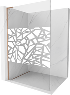 Mexen Kioto L Duschwand Walk-in 90 x 200 cm, weißes Muster, gebürstetes Kupfer - 800-090-103-65-85
