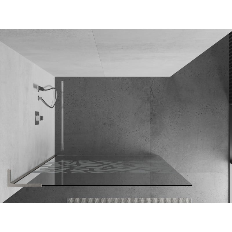 Mexen Kioto L Duschwand Walk-in 70 x 200 cm, weißes Muster, gebürsteter Nickel - 800-070-103-97-85