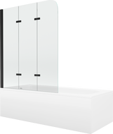 Mexen Vega Rechteckige Badewanne 150 x 70 cm mit Verkleidung und 3-flügeliger 120 cm Duschwand, transparent, schwarz